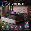 Bed Frame with LED Lights&Storage Drawers, Velvet Upholstered Platform Bed - 4 of 4