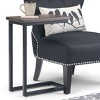 Vynxaria C-Shaped Coffee Tables - Walnut Brown & Black Elegance - 2 of 4