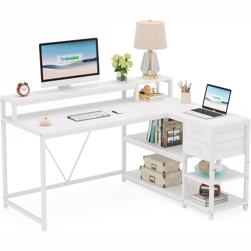 Tribesigns Reversible L-shaped Computer Desk With Drawer, Corner Desk ...