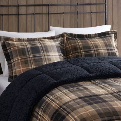 Full Brown and Black Reversible Down Alternative Comforter Set