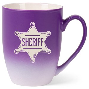 100 North Star Badge 10 Ounce Purple and White Two Toned Ombre, Comfortably Fits Your Hands, Ceramic Tea Coffee Cup Mug, Sheriff - 1 of 1