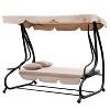 Outsunny 3 Seat Outdoor Free Standing Swing Bench Porch Swing with Stand, Comfortable Cushioned Fabric & Included Canopy - 4 of 4
