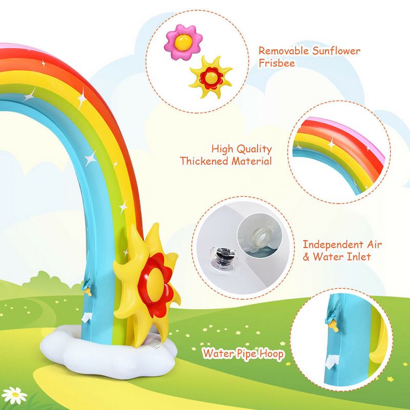 Costway Inflatable Rainbow Sprinkler Summer Outdoor Kids Spray Water Toy Yard Party Pool, 4 of 11