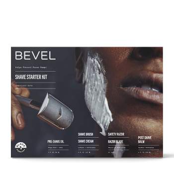 BEVEL Men's Shave Kit - Safety Razor and Brush, Shave Cream, Pre Shave Oil, Post Shave Balm, 40 Blades - 6ct