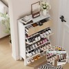 Shoe Storage Cabinet with 2 Flip Drawers Farmhouse Shoe Organizer with Metal Legs, Narrow Shoe Rack for Entryway, Foyer, Hallway - 4 of 4