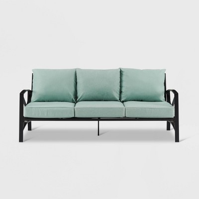 Kaplan Oil Rubbed Bronze Outdoor Metal Sofa with Mist Cushions