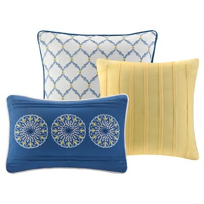 Blue and Yellow Bohemian Reversible Queen Quilt Set