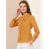 INSPIRE CHIC Women's Mock Neck Ruffle Work Office Cotton Pleated Button Up Shirt - 2 of 4