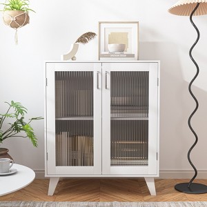 GDFStudio Alaric 27" Modern Storage Cabinet with 2 Tempered Glass Doors and Adjustable Shelf - 1 of 4
