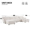 Modular Sectional Sofa with USB Ports, Chenille Upholstered 6/4-Seat Couch with Petal Armrests & Ottomans - ModernLuxe - 3 of 4