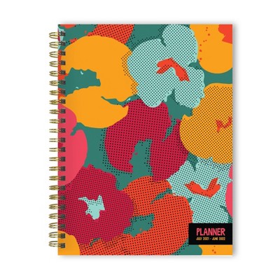 2021-22 Academic Planner 6" x 8" Halftone Flowers Daily/Weekly/Monthly - The Time Factory