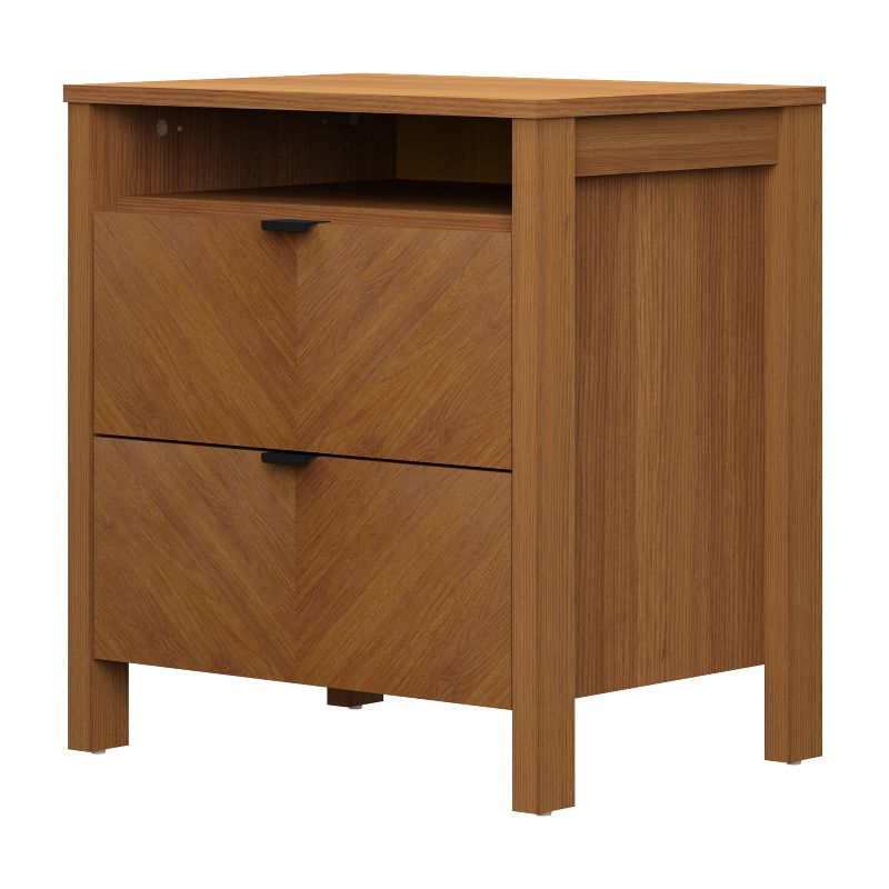 Galano Weiss 2-Drawer Amber Walnut Nightstand (22.7 in. H x 20.9 in. W x 15.7 in. D), 3 of 10
