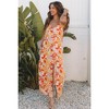 Amaryllis Women's Sleeveless Floral Print Jumpsuit Adjustable Spaghetti Straps Wide Leg One-Piece Outfit - 4 of 4