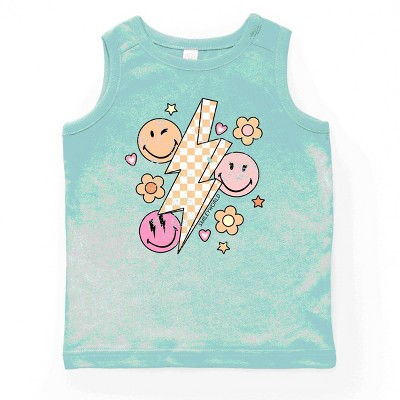 The Juniper Shop SmileyWorld Checkered Lightning Floral Youth Tank Top