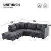 89" Modern 5-Seater Modular L-Shaped Sectional Sofa with Movable Ottoman, Vertical Stripe Cushions, Throw Pillows - 3 of 4