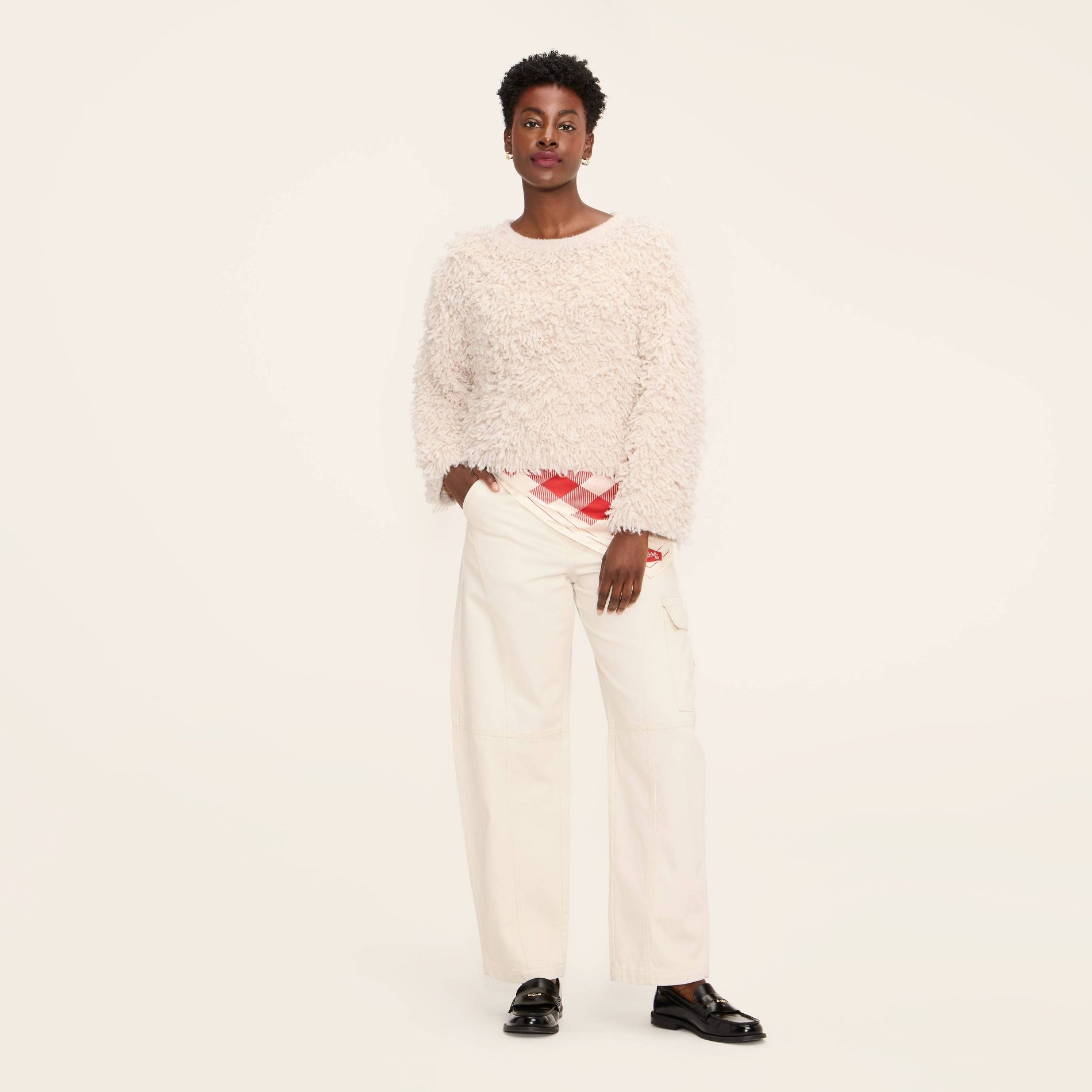 Women's Loopy Yarn Crewneck Pullover Sweater - Woolrich x Target Cream