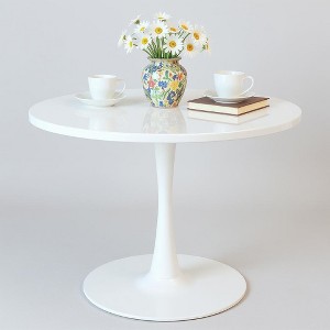 Hooseng Round Dining Table with MDF Table Top and Metal Base, Mid-Century Modern Dining Room Table for 2 - 4 Person - 1 of 4