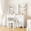 Farmhouse Makeup Vanity Desk,Makeup Vanity with Mirror and Lights & Power Outlet, Makeup Table with 2 Drawers, Dressing Table with Glass Top - 2 of 4