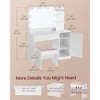 VASAGLE Vanity Desk with Mirror and Lights, 43.3-Inch Wide Makeup Vanity with Upholstered Vanity Stool, Dimmable LED Lights, Cloud White - 3 of 4