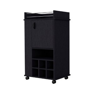 HomeRoots Black Rolling Bar Cart With Wine Storage - 1 of 4