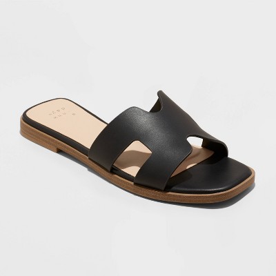 Women's Nina Slide Sandals - A New Day™ Black 10 : Target