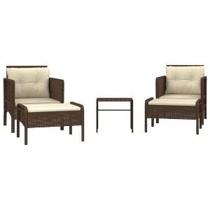vidaXL Patio Lounge Set Brown Poly Rattan Medium Durable - 1 of 4