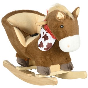 VYNXARIA Plush Brown Horse - Shaped Baby Rocker with Lifelike Sounds - 1 of 4