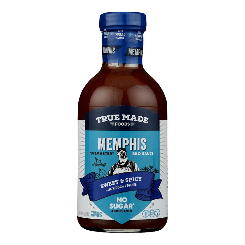 True Made Foods Memphis Sweet & Spicy BBQ Sauce - Case of 6/18 oz, 2 of 8