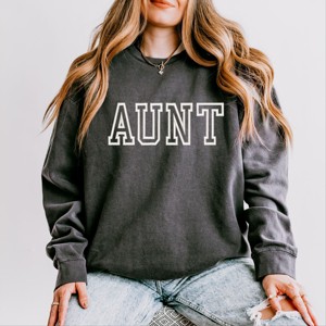 Simply Sage Market Embroidered Aunt Outline Lightweight Garment Dyed Sweatshirt - 1 of 4