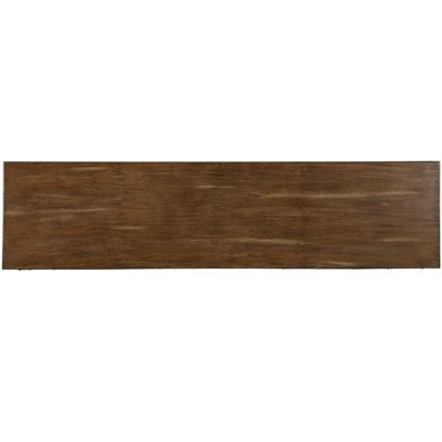 Nut Brown Acacia 72'' Transitional Media Console with Gold Accents