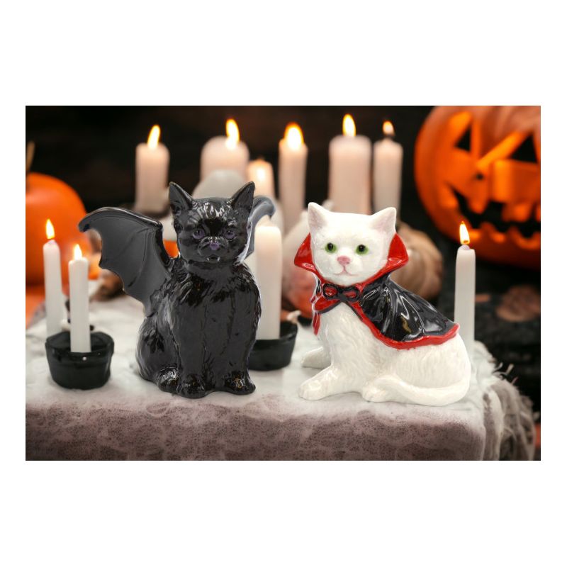Kevins Gift Shoppe Ceramic Halloween Vampire and Dracula Cat Salt And Pepper Shakers, 3 of 4