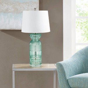 Hampton Hill 14"x28.25" Luxuria Textured Glass and Acrylic Base Warm Soft (Includes LED Light Bulb) Table Lamp - 1 of 4