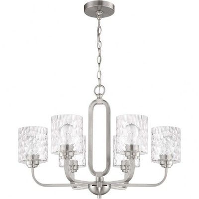 Brushed Nickel 6-Light Mini Crystal Candle Chandelier