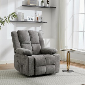 Manual Recliner Chair,Ergonomic Overstuffed Breathable Fabric Reclining Chair with Side Pockets - 1 of 4