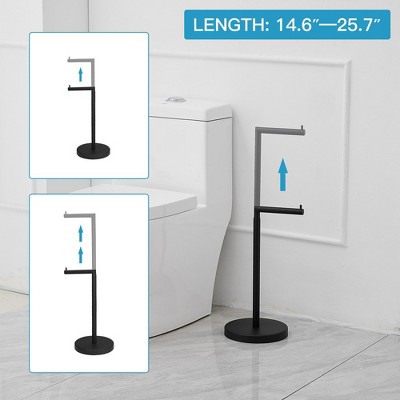 Matte Black Adjustable Freestanding Toilet Paper Holder