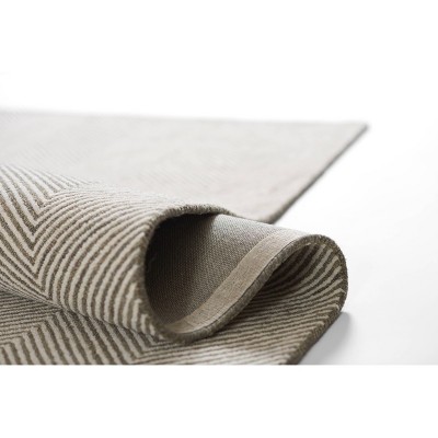 Gray Herringbone Hand Tufted Wool 2' x 3' Rug