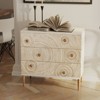 JIONJOY 3-Drawer White & Gold Nightstand with Wood Grain Detail for Bedroom Decor - 4 of 4