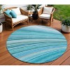 Teal Blue Aqua And Blue Abstract Washable Indoor Outdoor Area Rug - 2 of 4