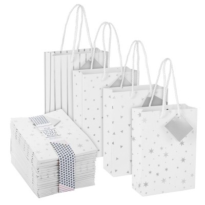 Blue Panda 20 Pack Small Paper Gift Bags with Handles with Tissue Paper for  Wedding & Birthday Party, 4 Metallic Colors, 8 x 5.5 x 2.5 In