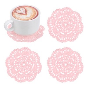 Unique Bargains Round Handmade Crochet Cotton Cup Coaster Placemats Home Decoration - 1 of 4