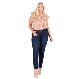 Slickblue Plus Size Pink Sheer Floral Top, Round Neck Blouse for Women, Soft Stretchy Fabric, Size 1XL-3XL - 1 of 4