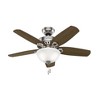 Hunter 42" Builder Lighted Ceiling Fan, Brushed Nickel Finish, 5 Blades, Brazilian Cherry Blades - 3 of 4