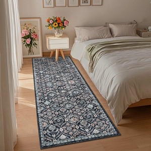 Nasitip Bohemia Floral Low Pile Area Rug,Easy-Clean,Skid-Resistant Washable Carpet for Living Room,Bedroom - 1 of 4