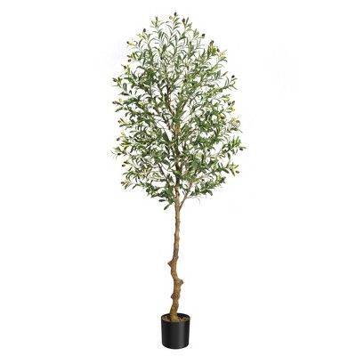 Artificial Olive Tree Tall Faux Potted Olive Plant, Fake Olive Tree  and Fruits Artificial Tree