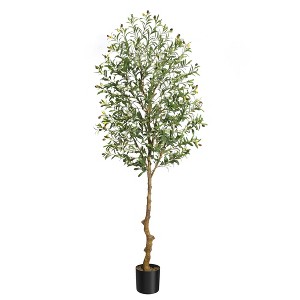 Artificial Olive Tree Tall Faux Potted Olive Plant, Fake Olive Tree  and Fruits Artificial Tree - 1 of 4