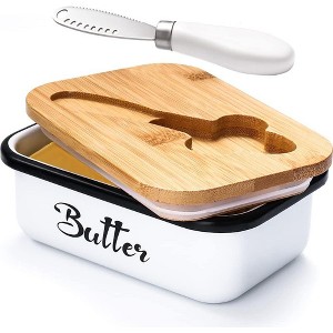 Metal Butter Dish with Lid and Stainless Steel Butter Knife, Double Silicone Seal for Freshness, Durable, Easy to Clean - 1 of 4