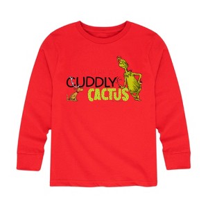 Boys' - Dr. Seuss - The Grinch Cuddly As A Cactus Long Sleeve Graphic T-Shirt - 1 of 4