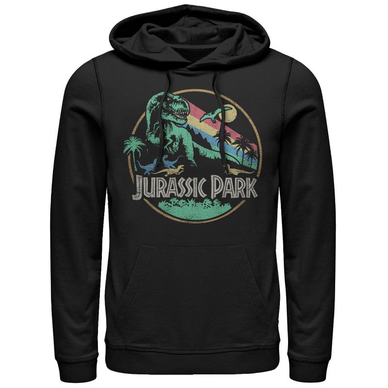 Men's Jurassic Park Rainbow Emblem Pull Over Hoodie, 1 of 5
