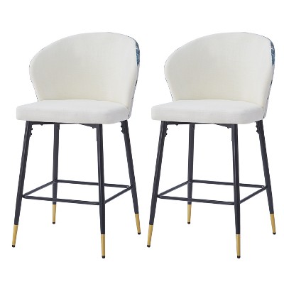 Christopher Knight Home Candace 28" Modern Wing Back Metal Upholstered Bar Stool (Set of 2)