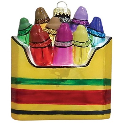 Christmas by Krebs 3.75" Yellow and Vibrantly Colored Box of Crayons Christmas Ornament (Pack of 2)